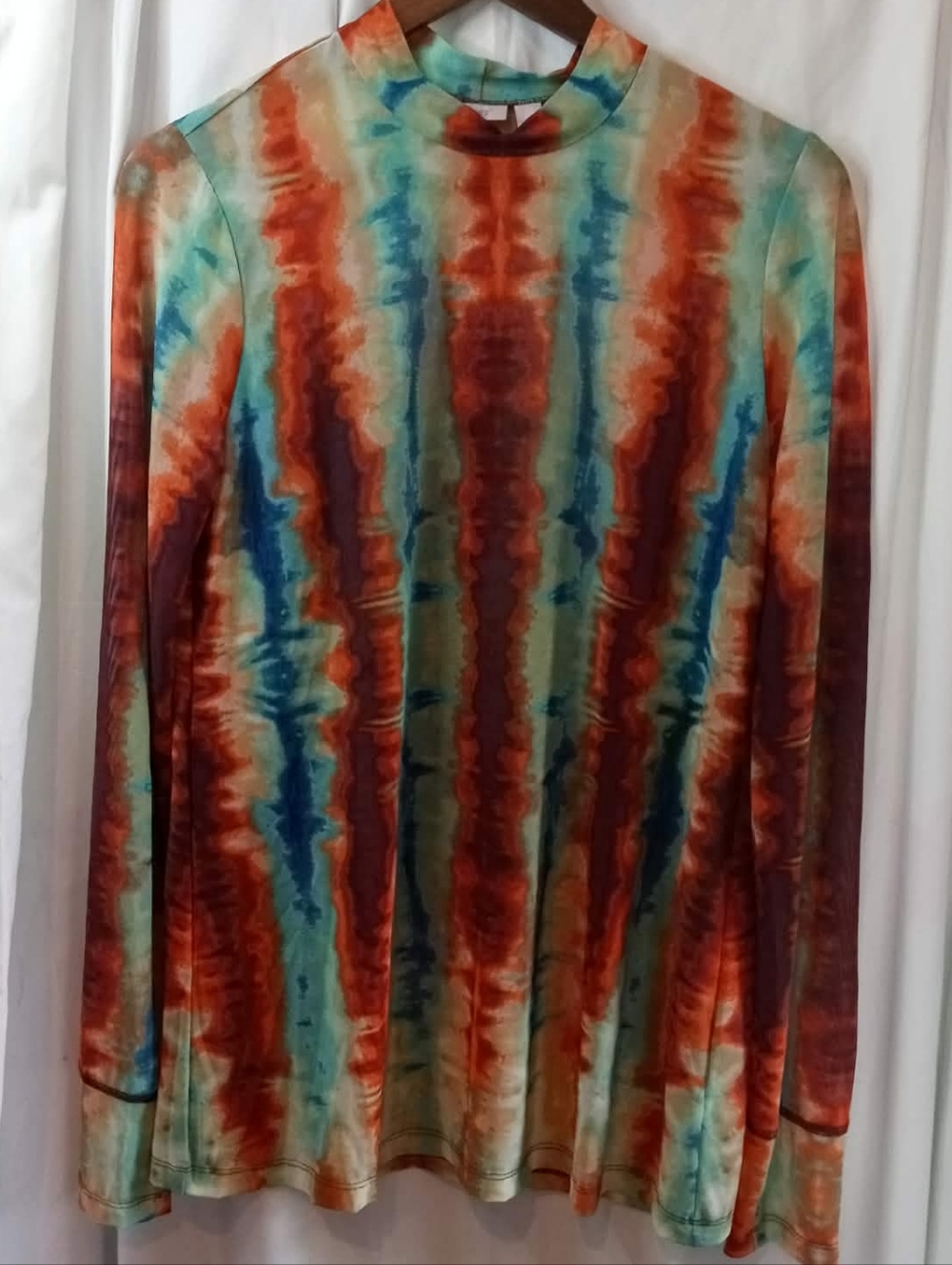 Mesh Long Sleeve Shirt Thumbholes See Thru Rust Blue Orange 90s Lori Goldstein